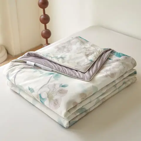A‑Grade Knitted Cotton Cooling Printed Summer Quilt Ice‑Silk Air‑conditioner Comforter Skin‑Friendly Bed Blanket for Night Sleep