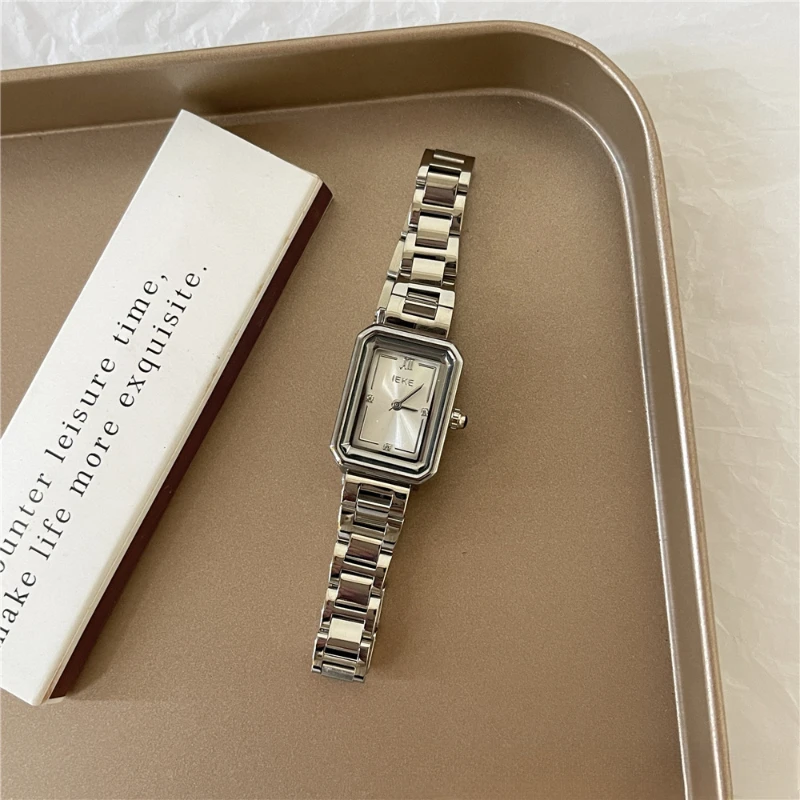 Women Quartz Watch Luxury Rectangle Square Clock Elegant Roman Numerals Rose Gold Sliver Steel Orologio Reloj Ladies Wristwatch