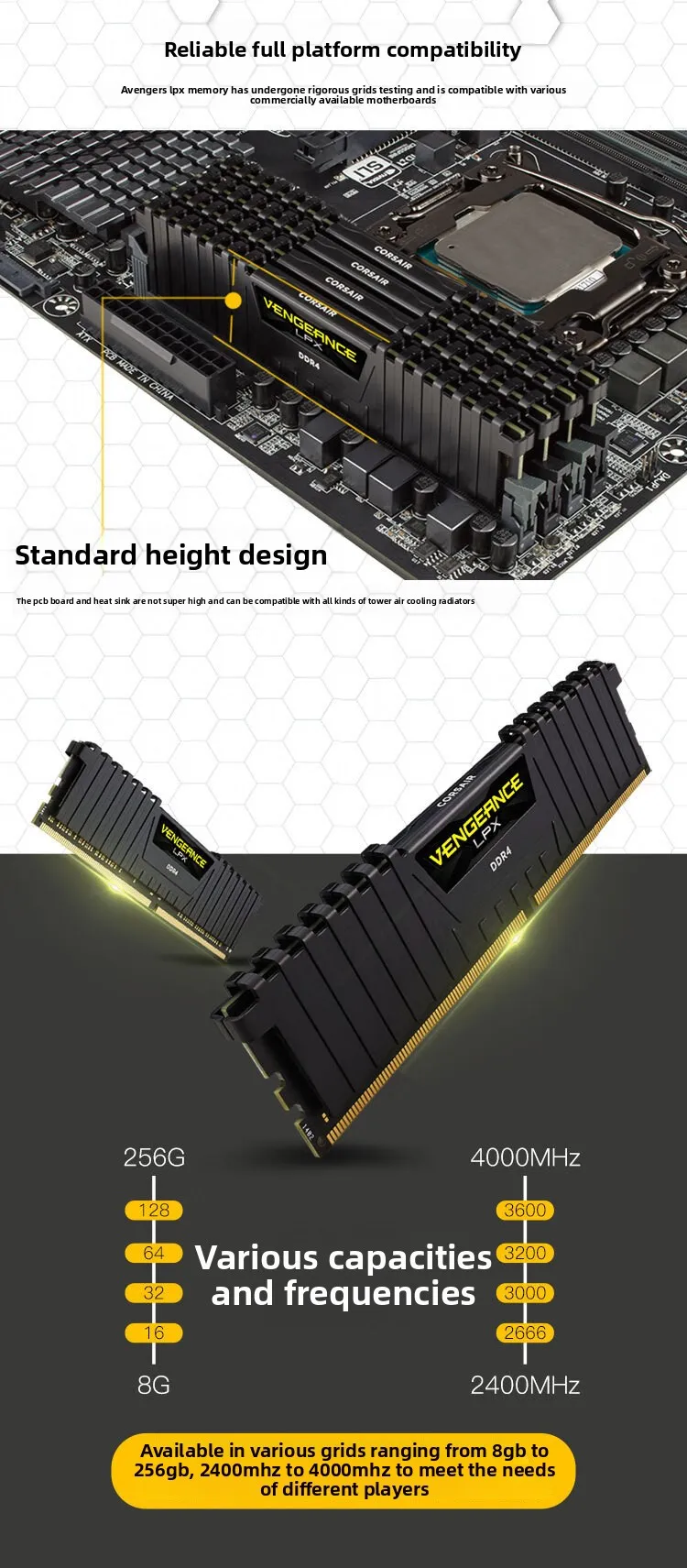 عصا ذاكرة مكتبية 16 جيجابايت DDR4 3600، Avenger LPX #5