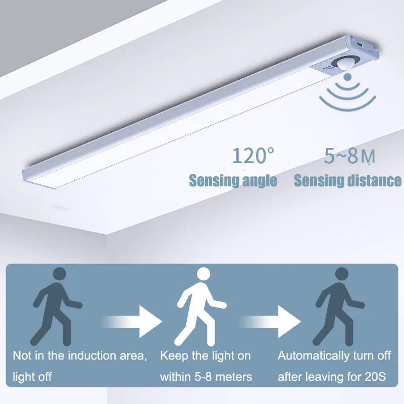 Xiaomi-Luz Noturna LED Recarregável com Sensor de Movimento, Fina, USB, 3 Cores, Temporização, Controlo Remoto, Lâmpada para Quarto, Cozinha,