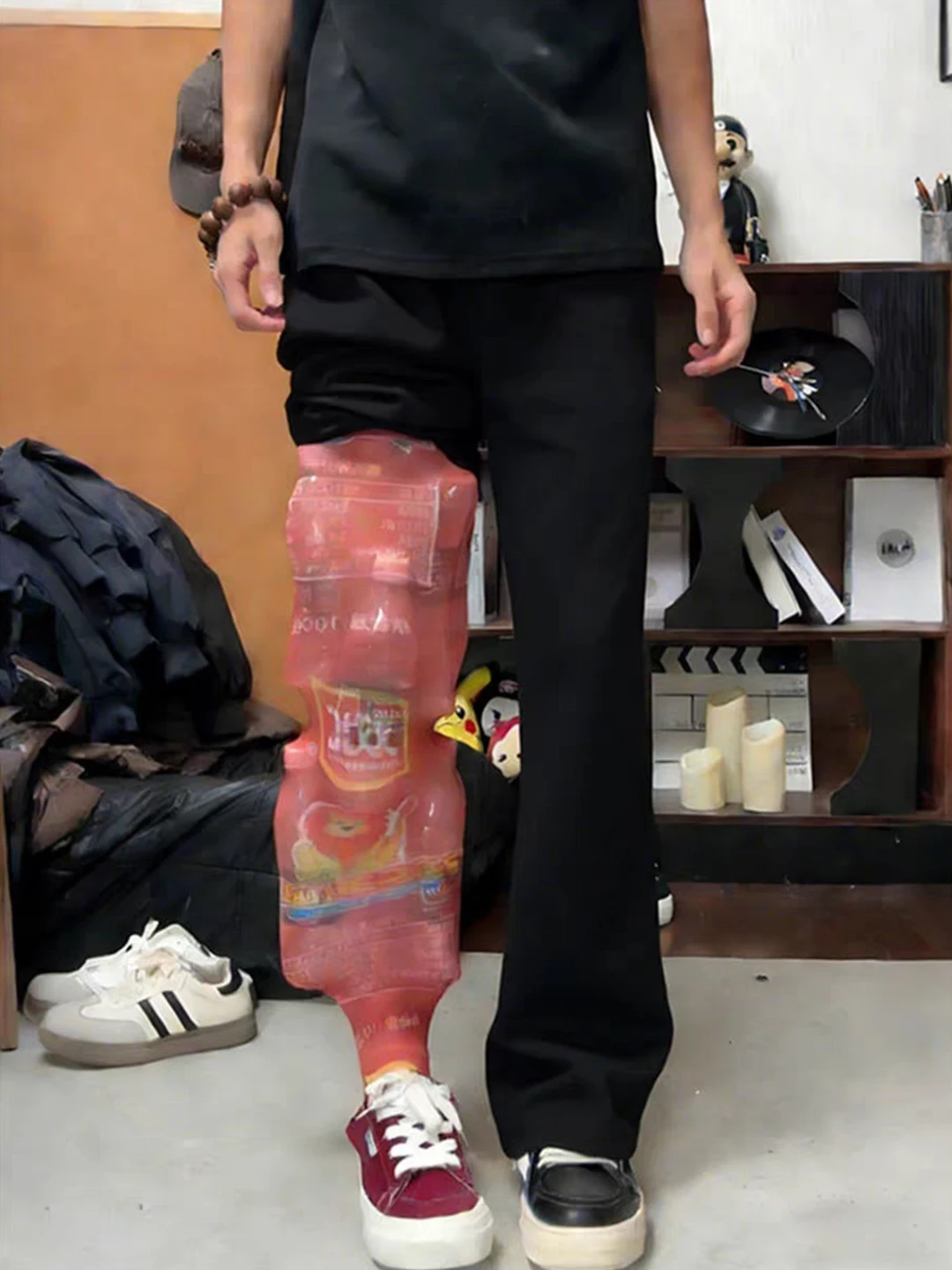 

Bla Fce Lined Knife Jeans Men's Winter Slimming Elastic Straight Leg Trousers Casual Wear mid Waist Zipper Fly