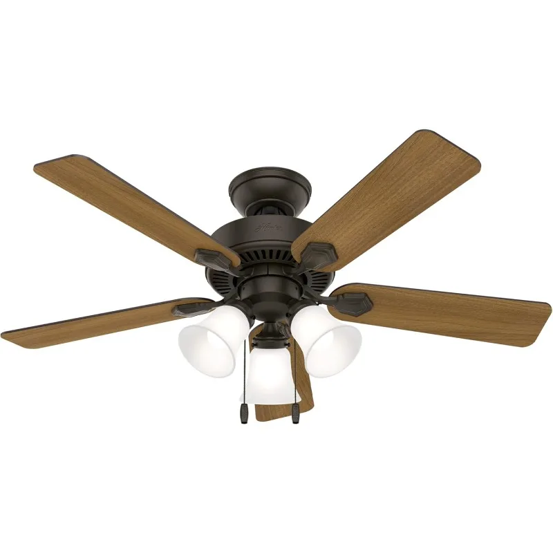 44 inch New Bronze Ceiling Fan with LED Light Kit and Pull Chain