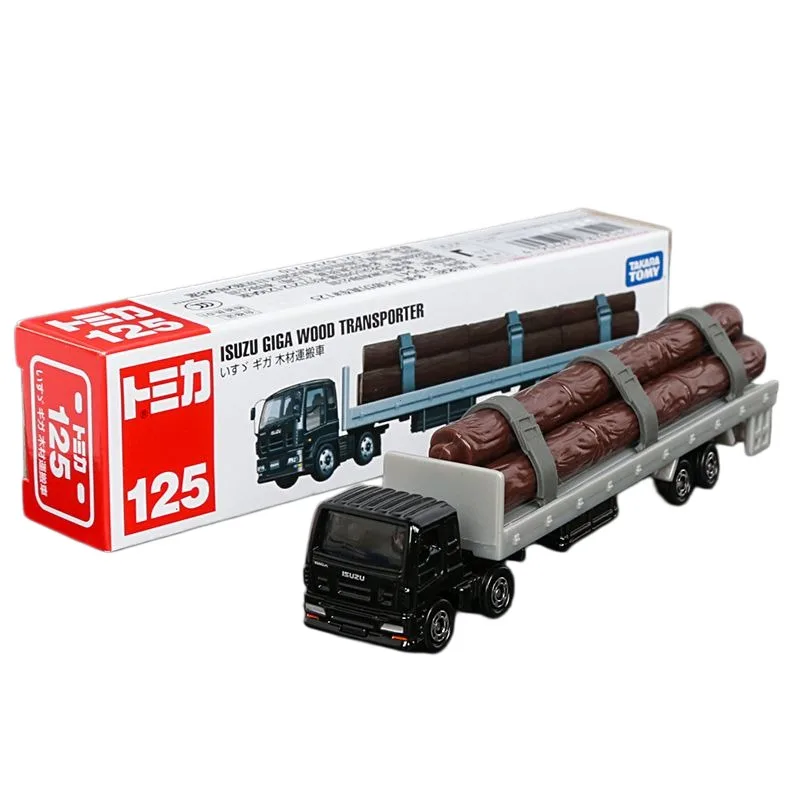 TAKARA TOMY Tomica Long Version Alloy No.125 Logging Transport Truck Toy Realistic Car Ornament Festival Gift for Boys