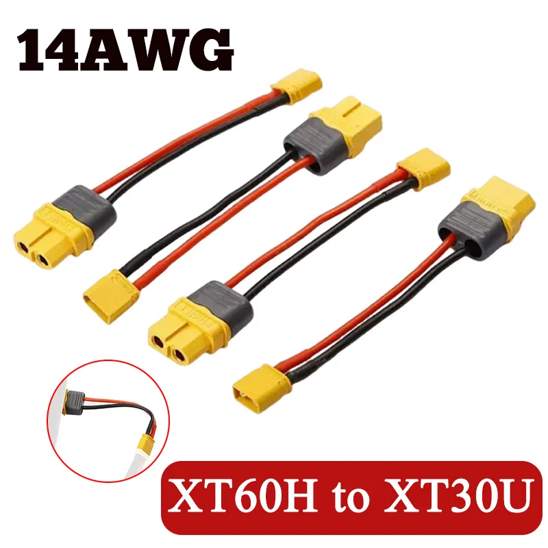 16AWG XT60 to XT30U Lithium Battery Charger Conversion Cable for 2S/3S Adapter Wire XT30 to XT60 Male to Female Silicone Line