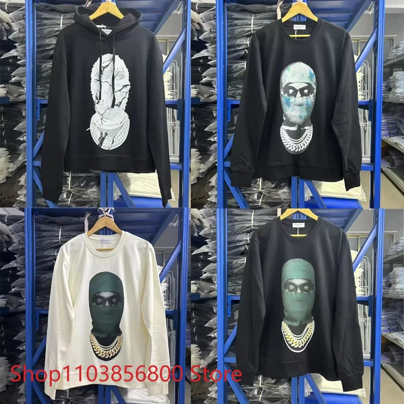 High Street IH NOM UH NIT Hoody Sweatshirts Mask Pattern Men Women Leisure Loose Drawstring Hoodie Spot Inventory