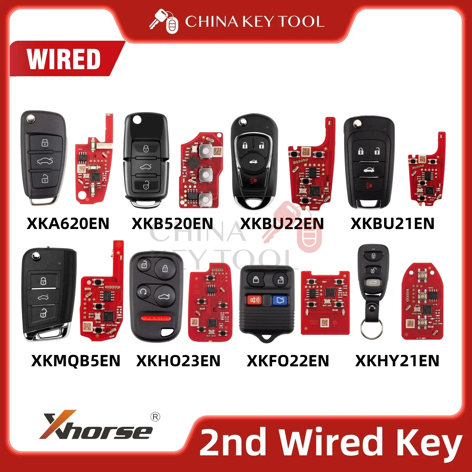 Chave remota com fio Xhorse 2a geração XKA620EN XKB520EN XKBU21EN XKBU22EN XKFO22EN XKHO23EN XKHY21EN XKMQB5EN