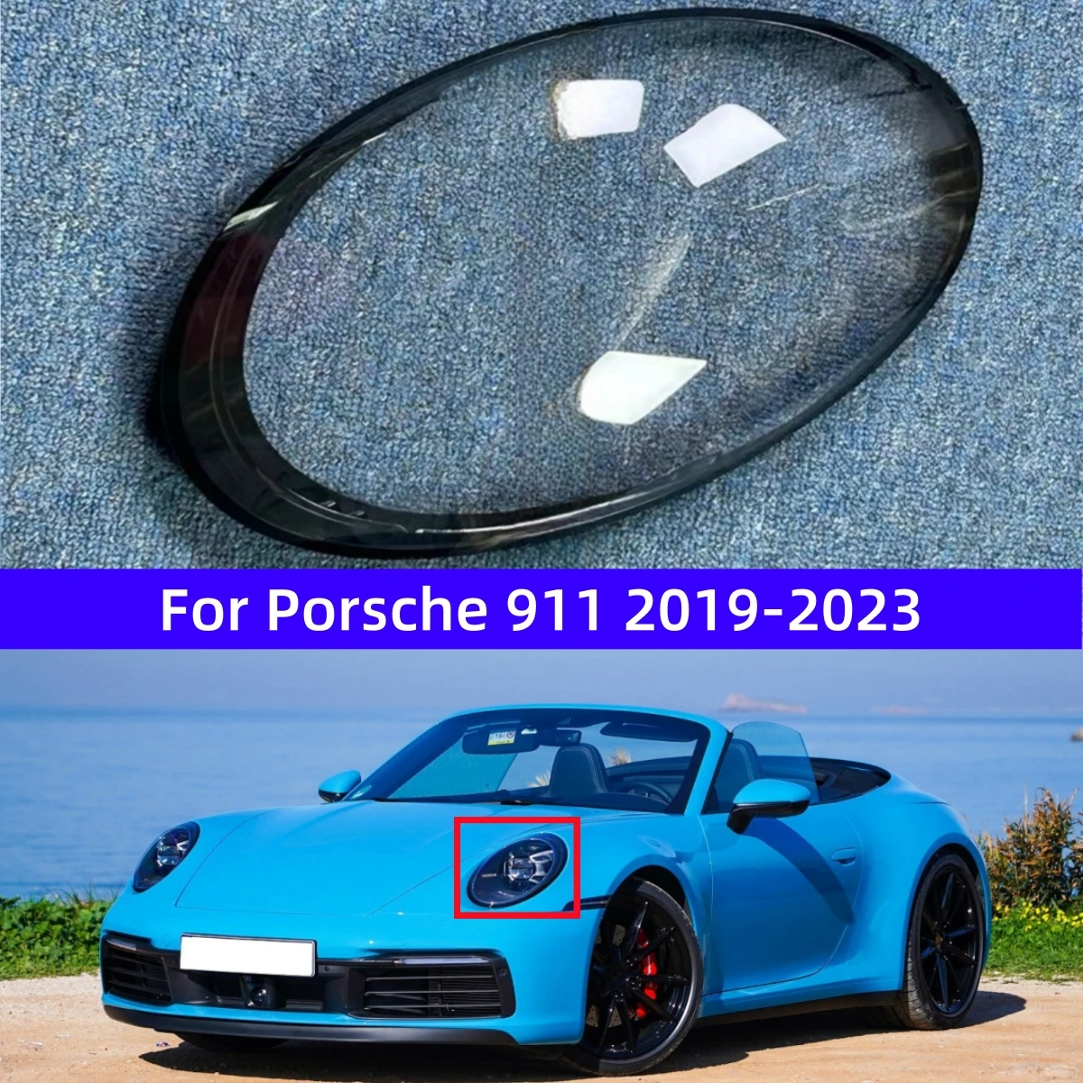 For Porsche 911 992 2019-2023 Car Interior Spare Parts Headlights Lens Replace The Original Lampshade