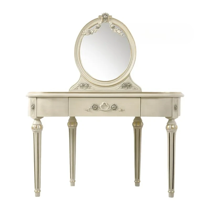 

Легкий роскошный комод из цельного дерева, американский ретро-стол для макияжа, столик для макияжа в европейском стиле, комбинация табурета