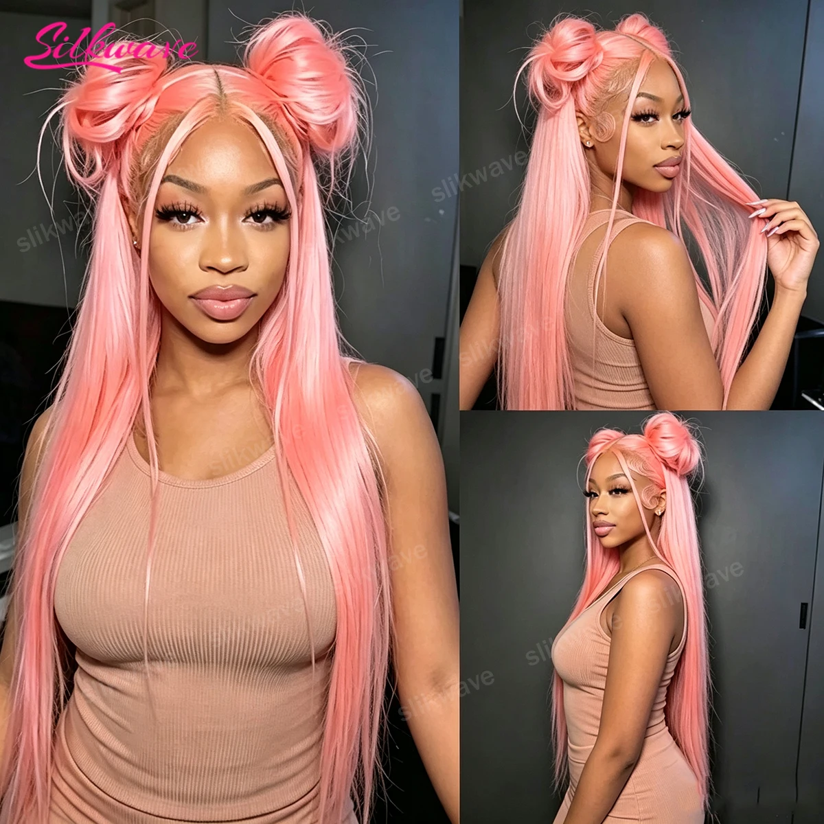 Pink Colored Straight Human Hair Wigs 32 Inch 13X6 Hd Lace Frontal Wigs 200 Density Brazilian Human Hair Wigs Original For Women