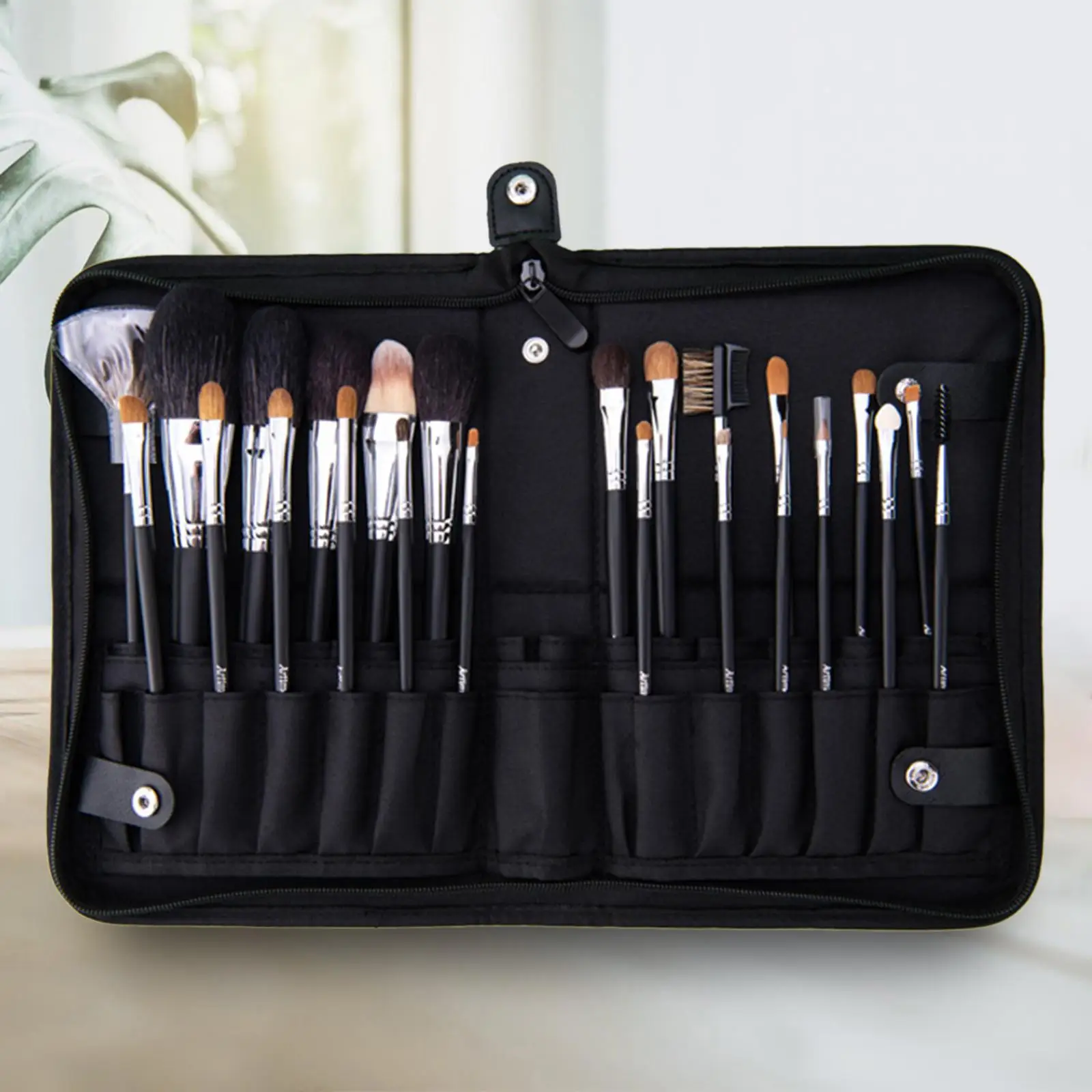 Makeup Brush Case Zipper Design Carrying Bag Brush Holder Dust Proof Makeup Brushes Organizer Bag for Eyebrow Pencil Women Girls