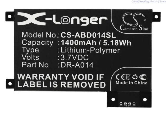 Cameron Sino 1400mAh E-book, E-reader Battery DR-A014, MC-354775 for Amazon D01200, DR-A014, Kindle touch, Kindle Touch 4th