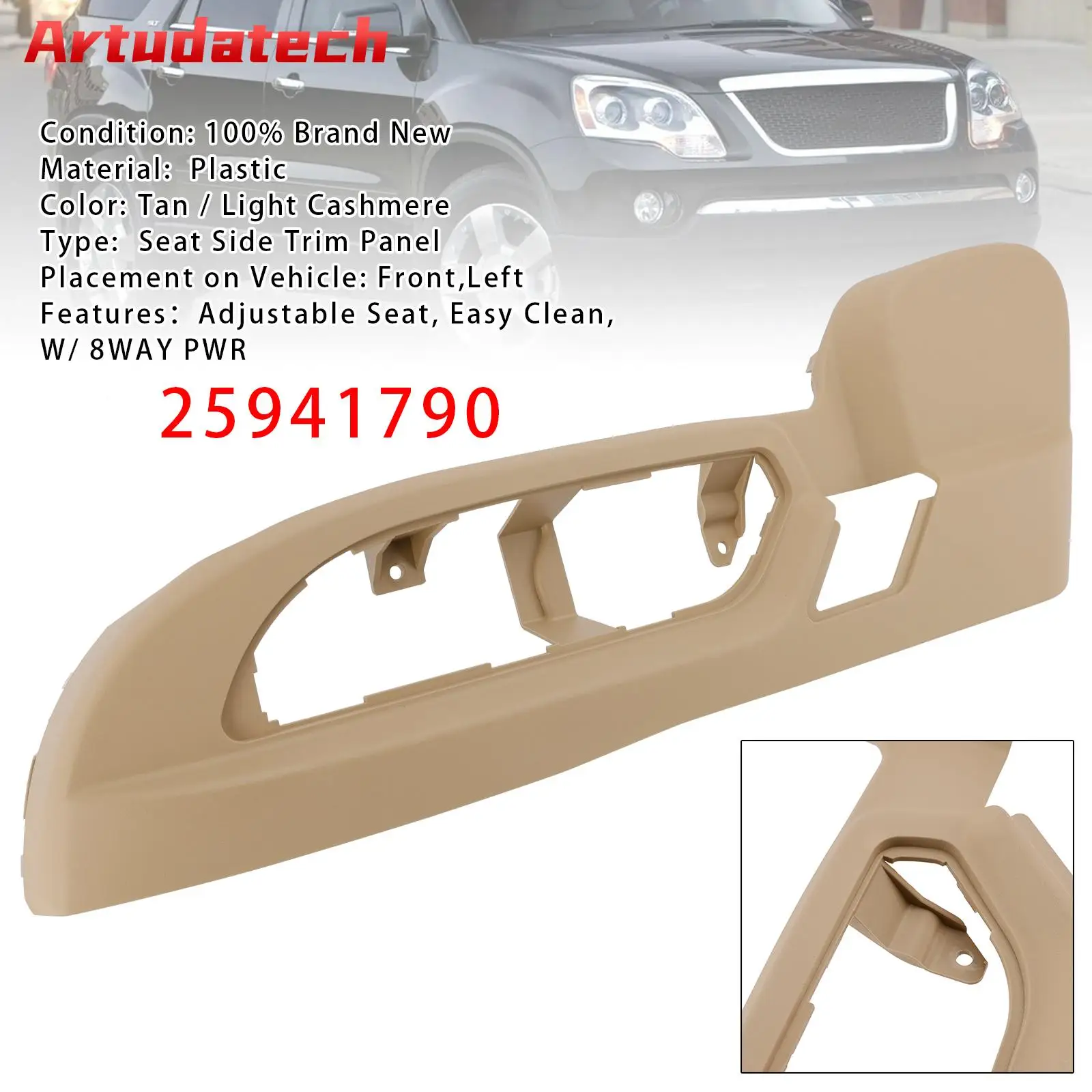 Artudatech Front Driver Seat Side Trim Panel Tan Cover 25941790 For Buick Enclave 2009 2010 2011 2012 Car Accessories