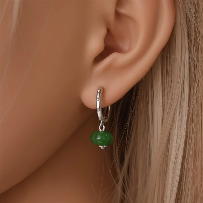 

New 925 Sterling Silver Classic Little Green Orange Women Earrings Brilliant Wedding Engagement Star Earrings Jewelry Gifts