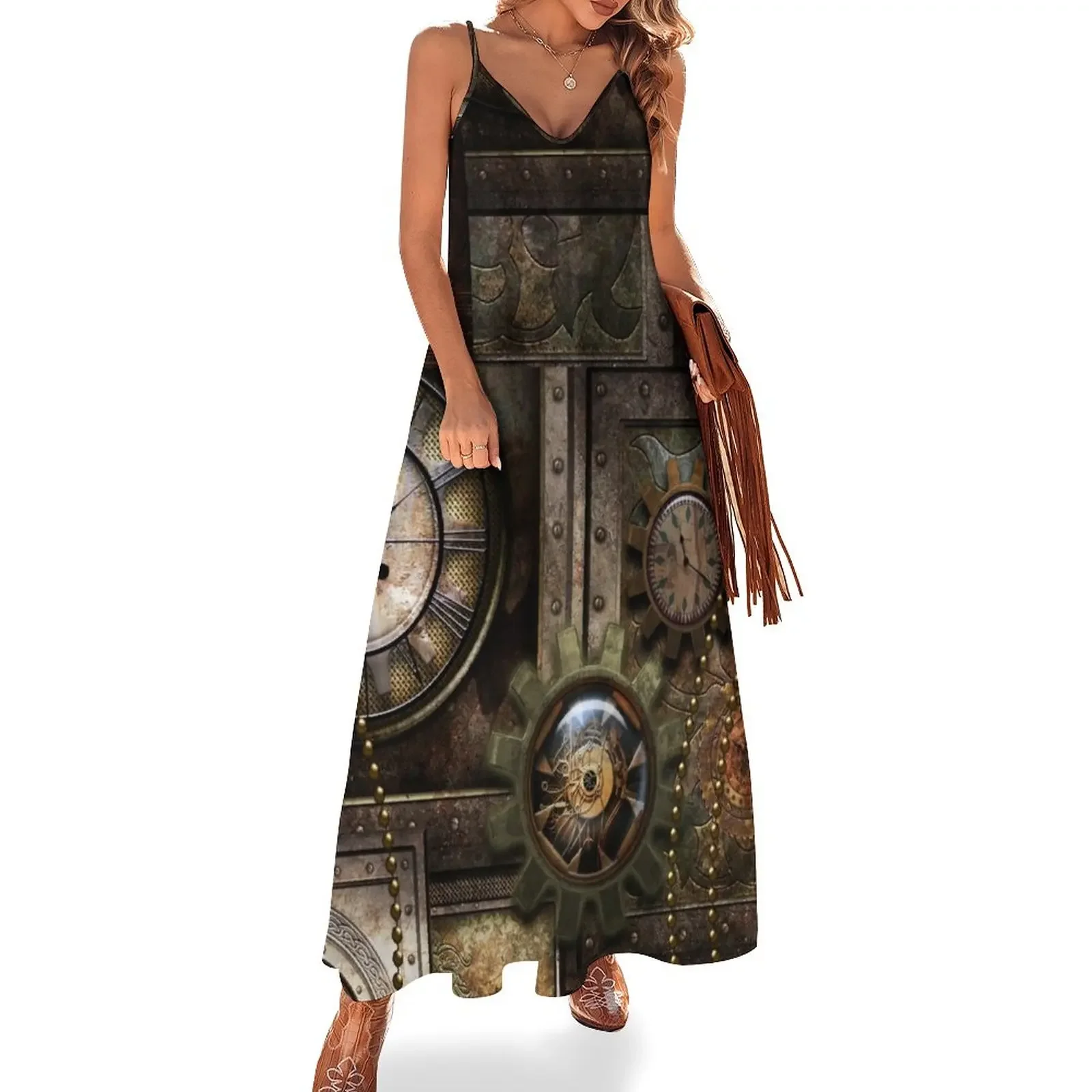 

Steampunk, wonderful clockwork with gears Sleeveless Dress Women's summer dresses Dress woman