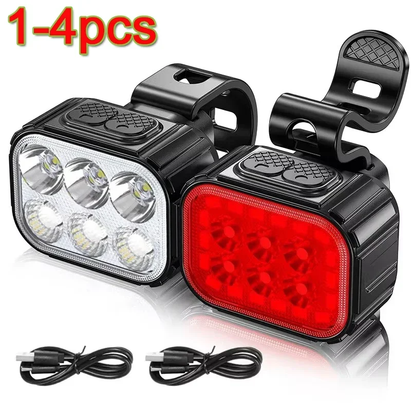 1-4pcs Q6 Set 550LM Bike Light Front Lamp USB Rechargeable T6 LED 1100mAh Bicycle Light Waterproof Headlight Bike Accessories