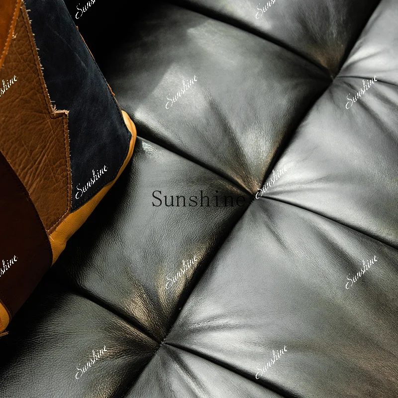 The first layer cowhide sofa modern simple living room small apartment retro living room furniture  FT