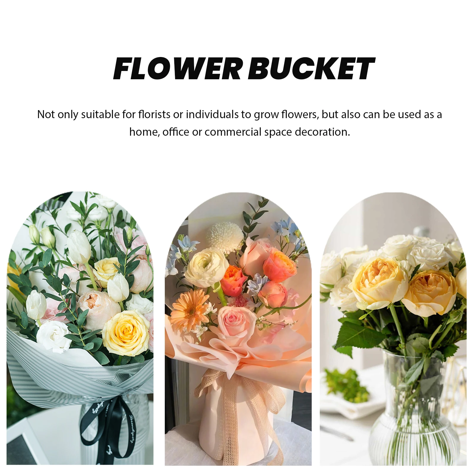 

Large Transparent Pet Flower Bucket Clear Plastic Flower Container Floral Arrangement Pot for Home Garden Office