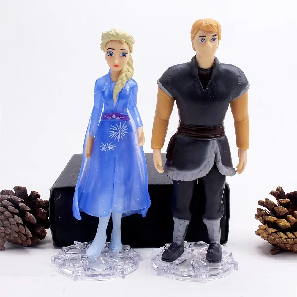 Disney Frozen The Snow Queen Princess Anna Elsa Action Figure Kristoff  Olaf PVC Dolls Collection Birthday Party Cake Gift Toys