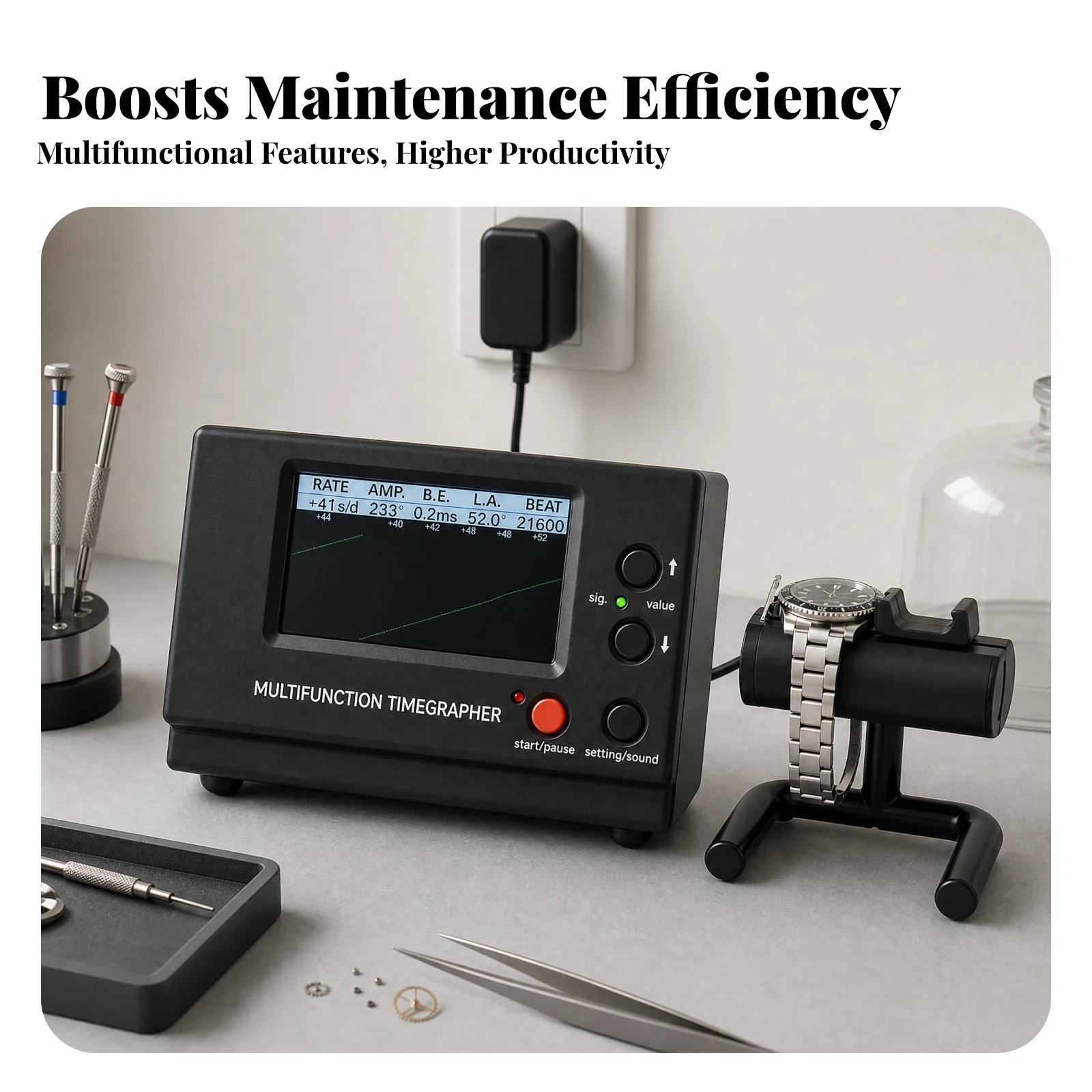 

Watch Timegrapher LCD Display Multifunction Watch Tester Time Testing Device Tabletop Control Buttons