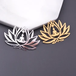 6pcs  38*25mm Brass Gold Color Lotus Charms Brass Jewelry Accessories supplier