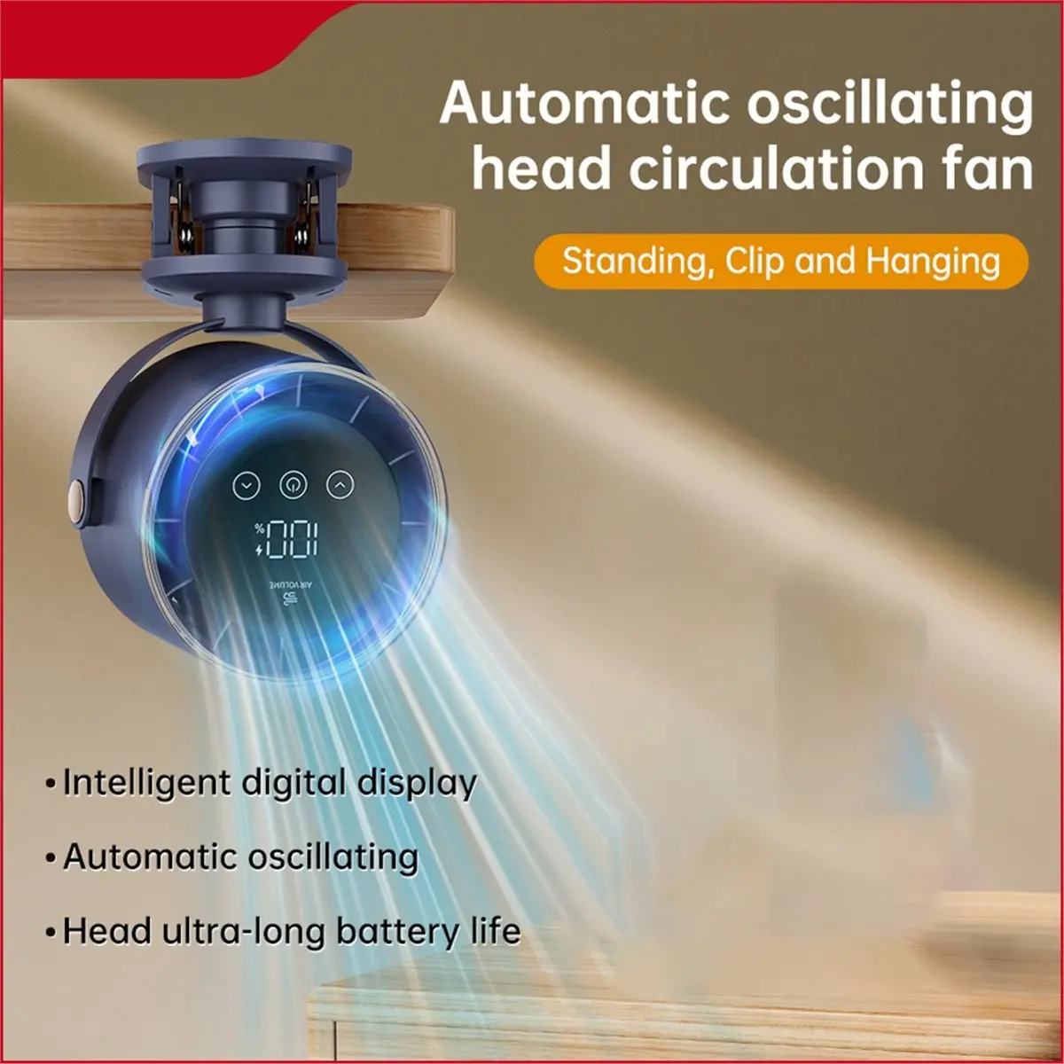 Rechargeable Portable Clip on 360° Rotate Quiet Turbo Desk Fan for Stroller Bed Travel Camping,Strong Wind, USB Operated