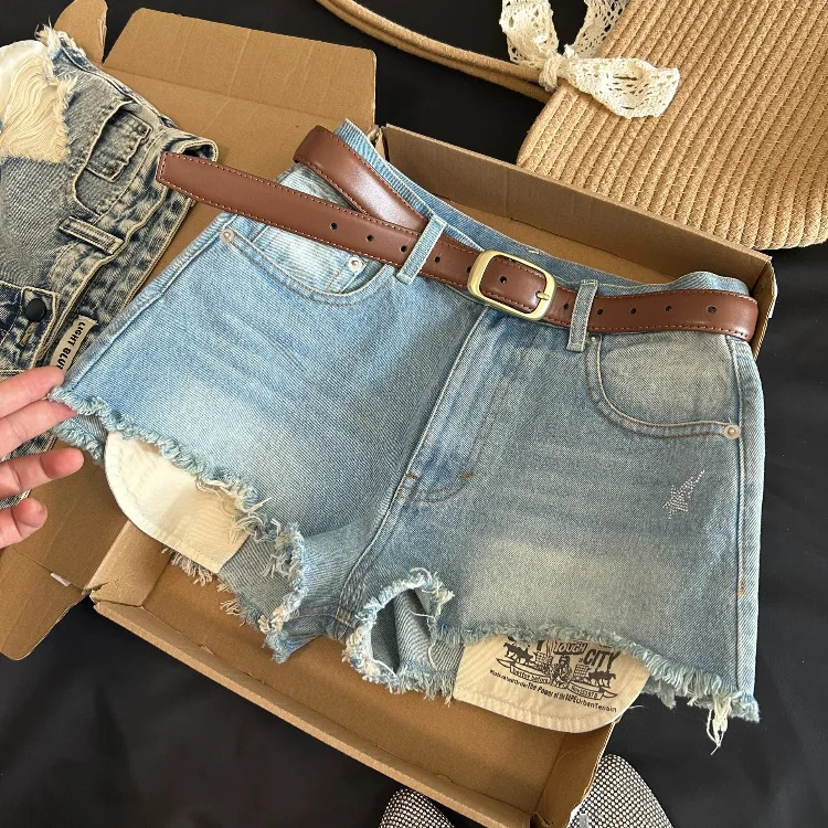 Spice Girl High Waist Denim Shorts Women's Summer New 2026 New High Ripped Shorts Hot Pants