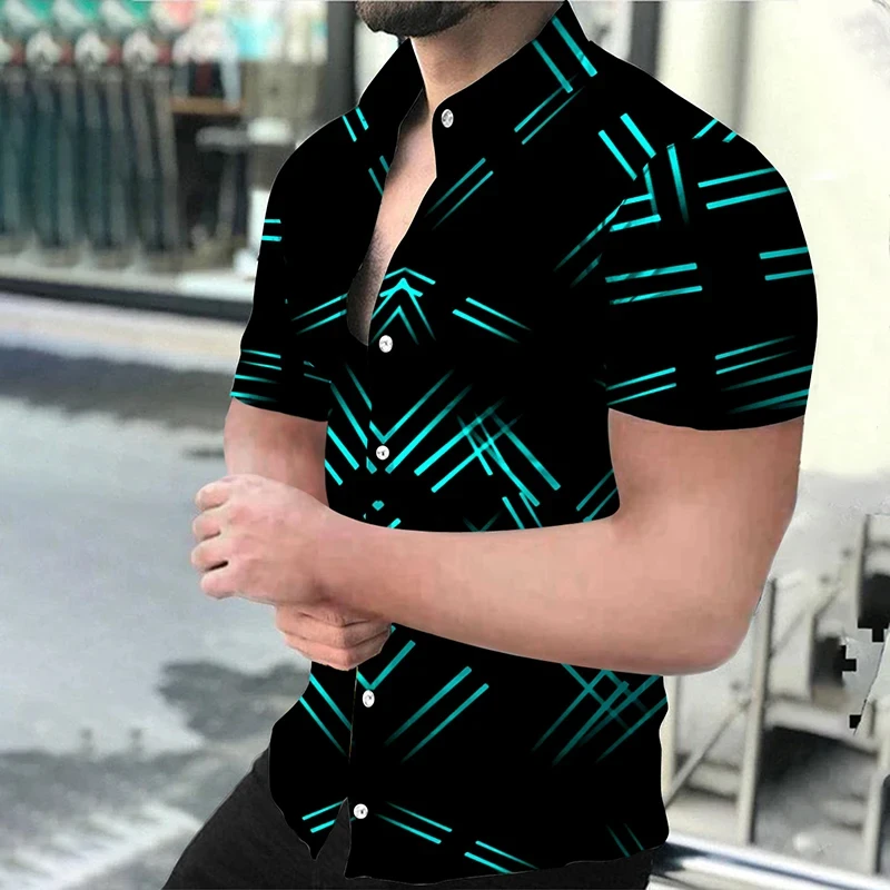 Camisa de lujo con botones impresos en 3d para hombre, blusa de gran tamaño a la moda, camisa de solapa, Camisas de playa, ropa informal