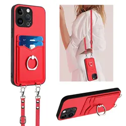Shoulder FingerRing Case For Google Pixel 8 8A 9 Pro XL Luxury Leather Lanyard 2 Cards Holder Cover For Google Pixel 9 Pro Funda