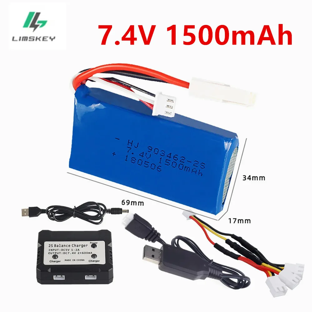 7,4 В 1500 мАч Lipo аккумулятор для лодки с дистанционным управлением FT009 Speedboat FX067C 2S 7,4 В 903462 аккумулятор
