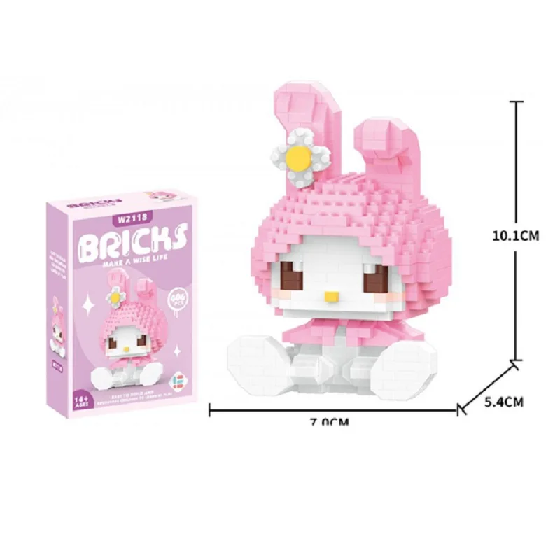 Hello Kitty Building Block Sanrio Anime Figure Kuromi Assembled Toys Decorative Ornament Model Children\'s Puzzle Dolls Gifts