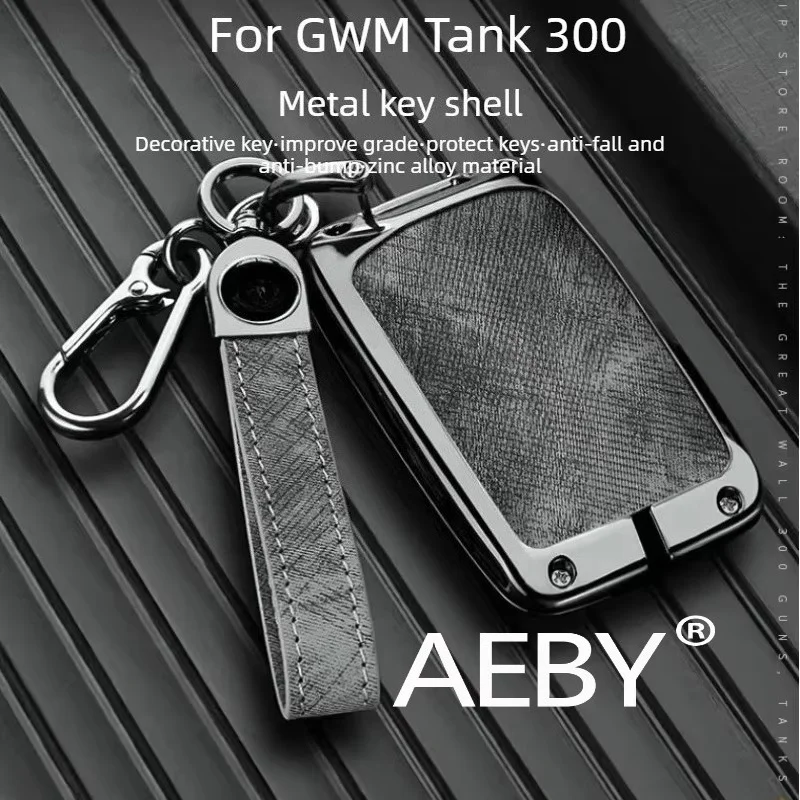 AEBY For GWM Tank 300 2025 Metal Key Fob Cover,Metal Replacement Shell,Car Key Cover,Anti-Scratch & Durable,Metal Key Case