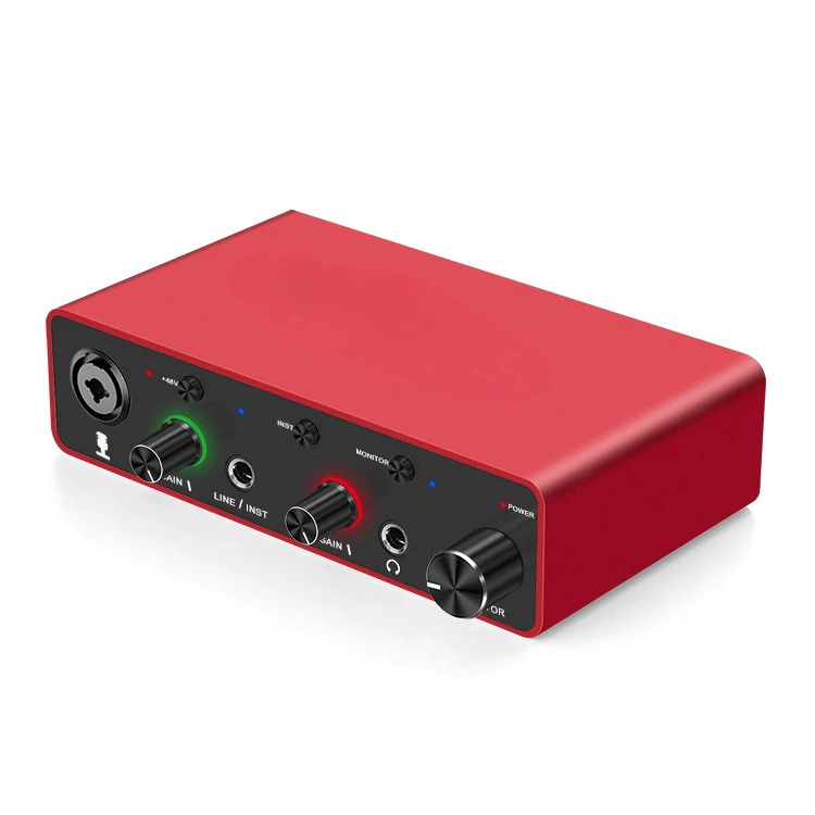 

Professional Recording Sound Card 192Khz USB Computer External Sound Card 2i2 Microphone Mixer Karaoke Condenser Microphone