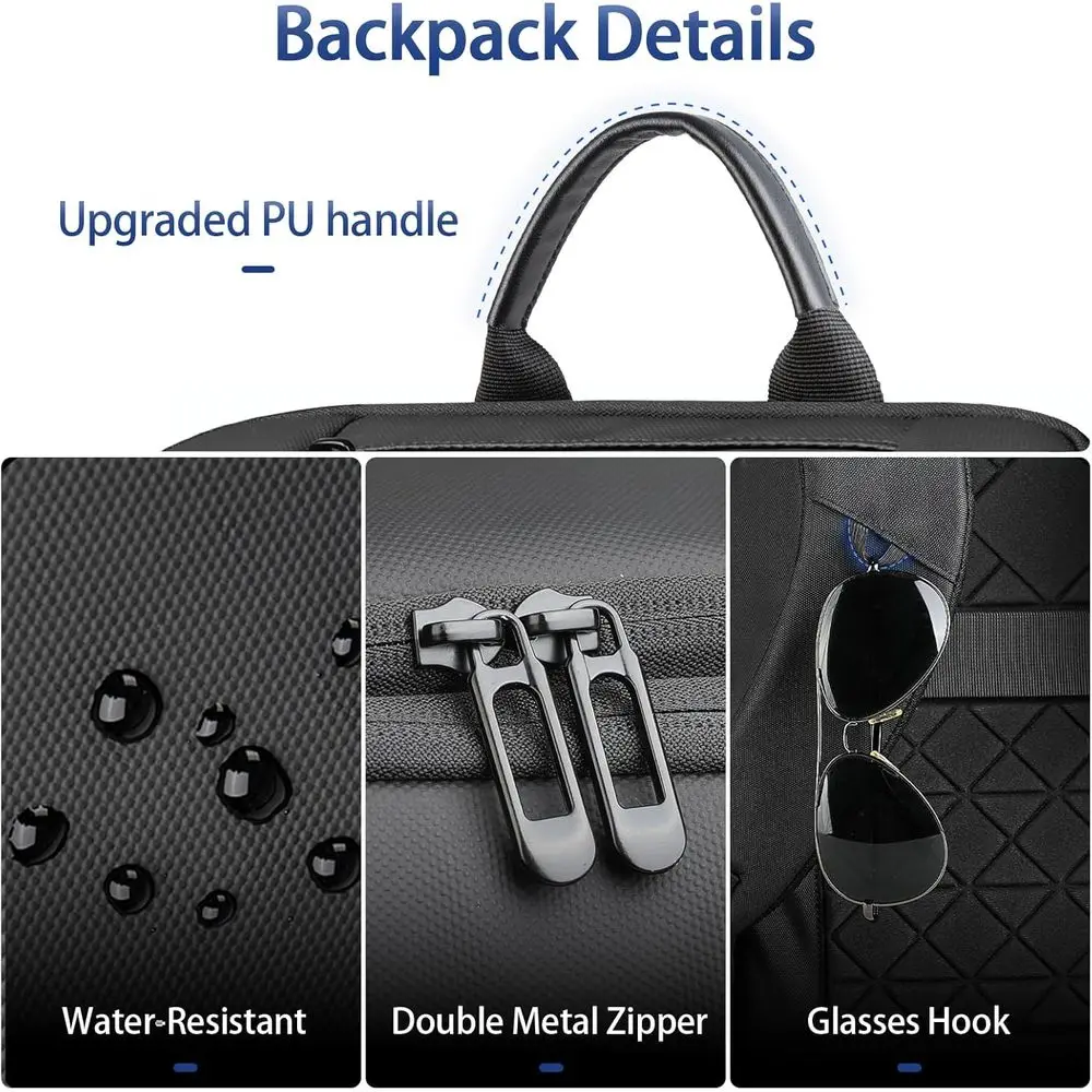 Herren-Reise-Laptop-Rucksack mit USB-Ladeanschluss, wasserabweisender Handgepäck-Rucksack oder 15,6-Zoll-Computer, Anti-Thet-Laptop-Rucksack B