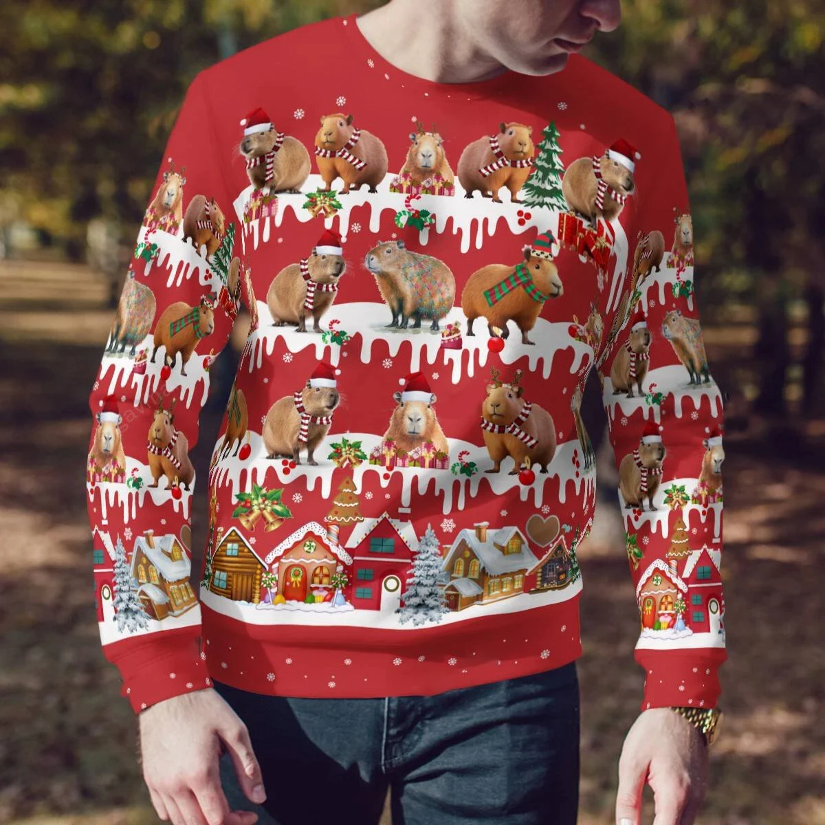 

Capybara Christmas Ugly Sweater Christmas Hat Snowflake Gingerbread People Festival Lantern Festival Cute Creative Hoodie