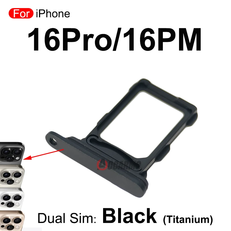 For iPhone 16 Pro 16Pro Max Dual Sim + Single SIM Card Slot Tray Holder Black White Desert Natural Replacement Parts