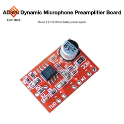 AD828 Dynamic Microphone Stereo Front Amplifier Board Audio Amplifier Module DIY Audio Modification Accessories DC 3.8V-15V