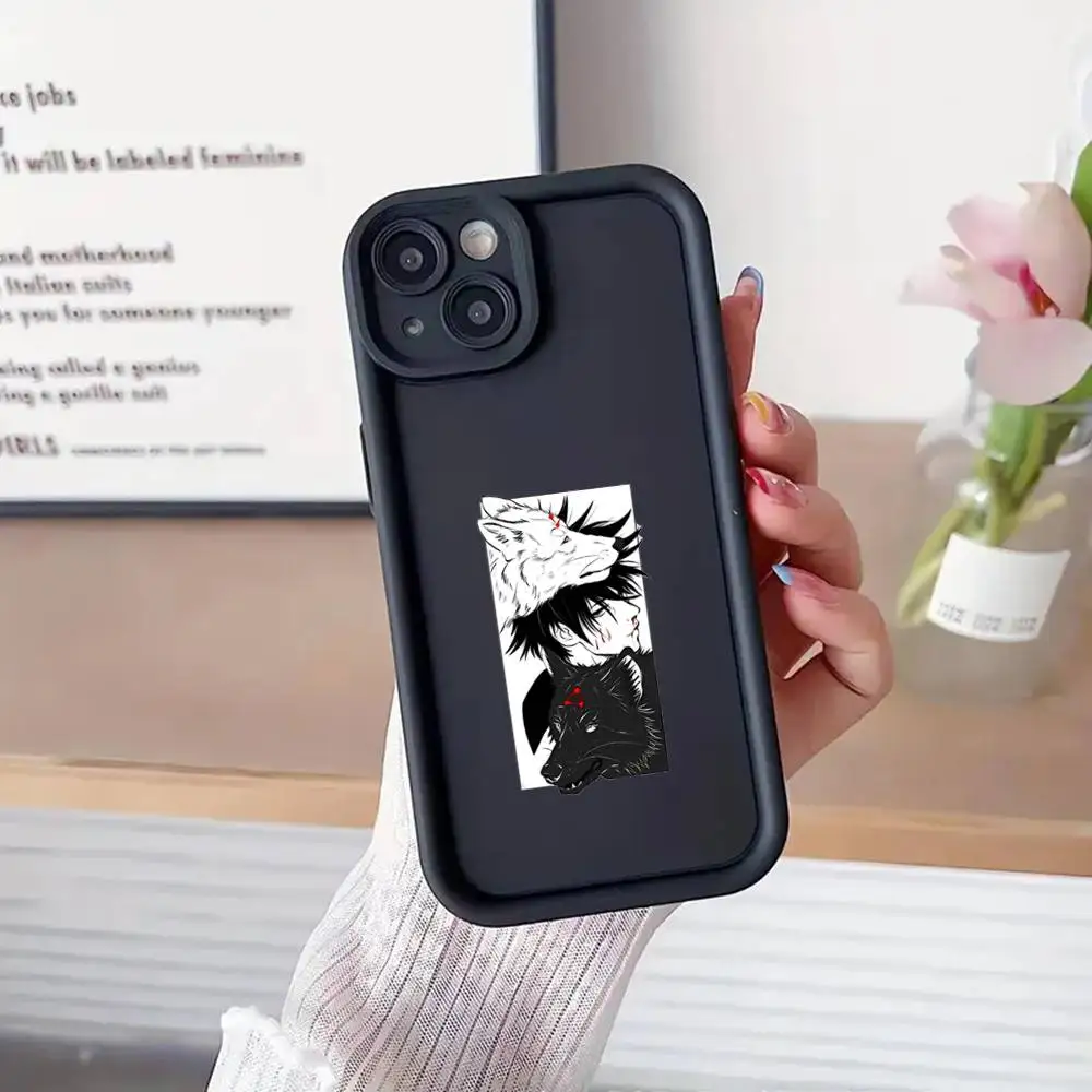 1 قطعة Jujutsu Kaisen الهزلي جراب هاتف بولي TPU لطيف العين سلم آيفون 17 16 15 14 13 الهواء برو ماكس 11 12 زائد غطاء سيليكون أسود #2