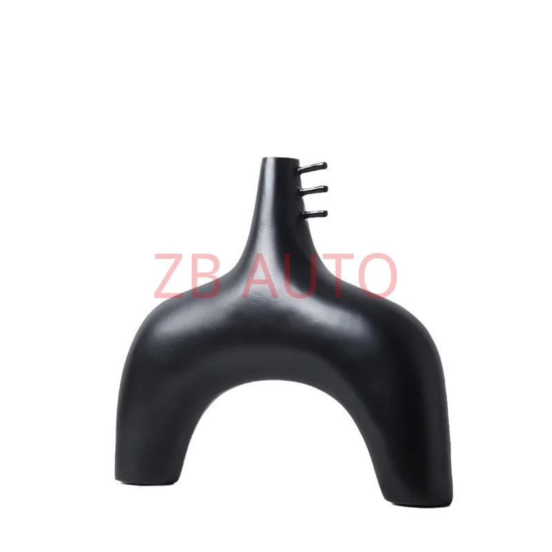 

Modern Nordic minimalist black geometric resin decorative vase flower arrangement device decoration home model room decoration