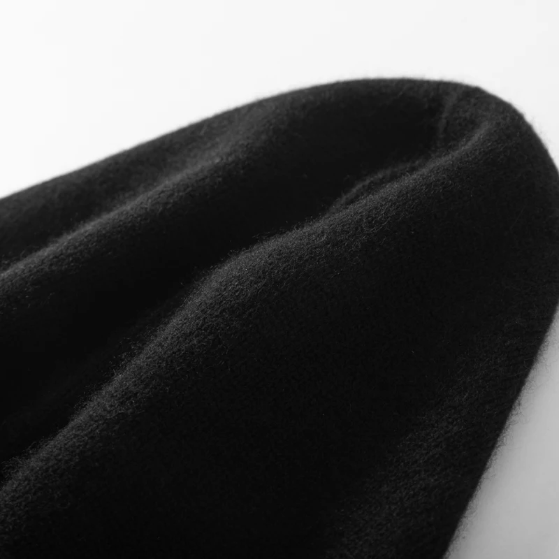 New 100% Pure Cashmere Knitted Hat Autumn Winter Ear Protection Warm Windproof Overhead Casual Style for Cold Weather