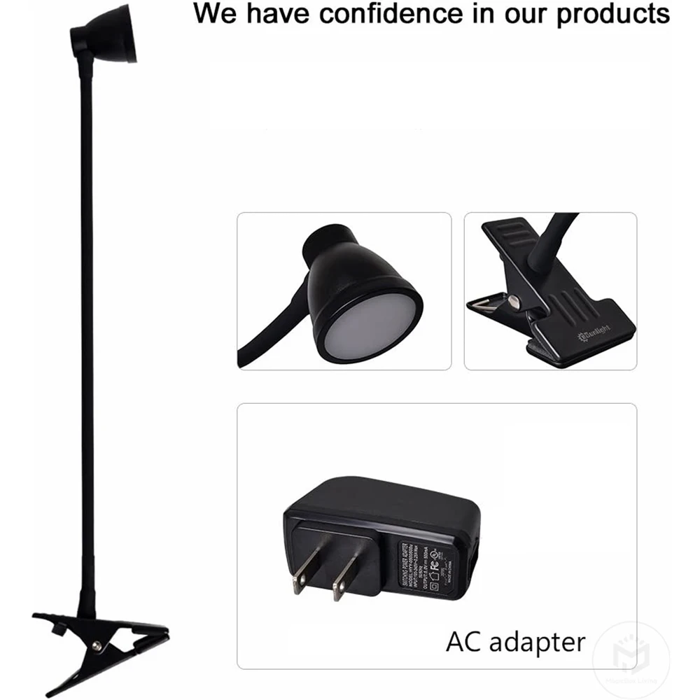 Clamp Desk Lamp Clip on Reading Light Adjustable Color Temperature Book Light  Flexible Gooseneck Book Lamp Dimmable Desk Light