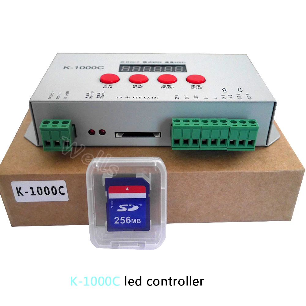 

Pixels Program Controller Free shipping K-1000C (T-1000S Updated) controller WS2812B,WS2811,APA102,2813 LED 2048 DC5-24V