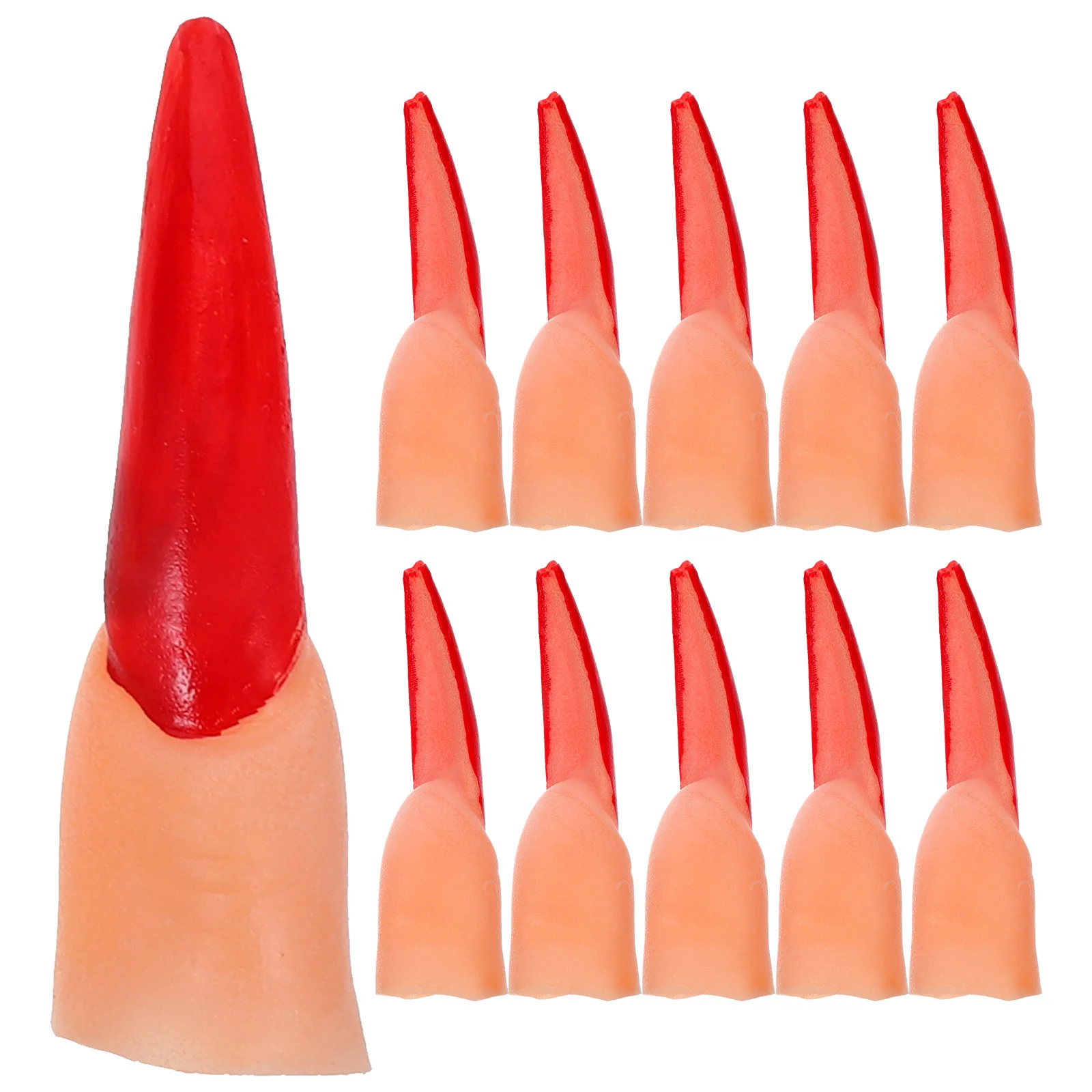 

20 Pcs Fake Fingers Nail Zombie Halloween Witch Finger Nails for Cosplay Costume Parties Masquerade Props Red Claws Scary Fun