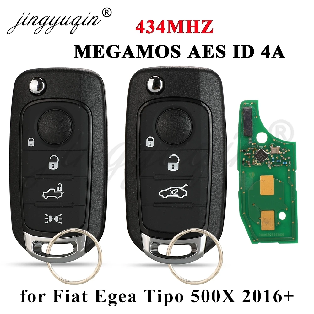 

jingyuqin 433.92MHz 4A Chip 2ADPXFI5AM433TX Flip Car Remote Key For Fiat Toro 500X Tipo Crono Egea 2016-2020 3/4BTN Fob Control