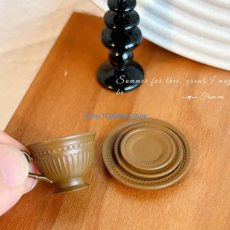 3pcs Elegant French Styles Miniature Coffee tasse café soucoupe Ensemble poupée pour poupées