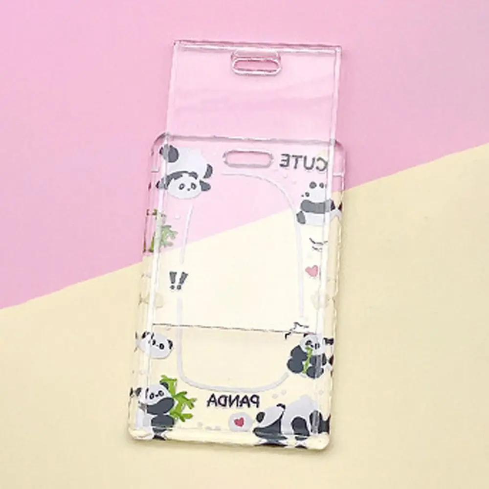 Rabbit Cartoon Acrylic Card Holder Cute Bear Transparent Lanyard Bus Card Box Panda Elastic Buckle Rabbit Card Case Business