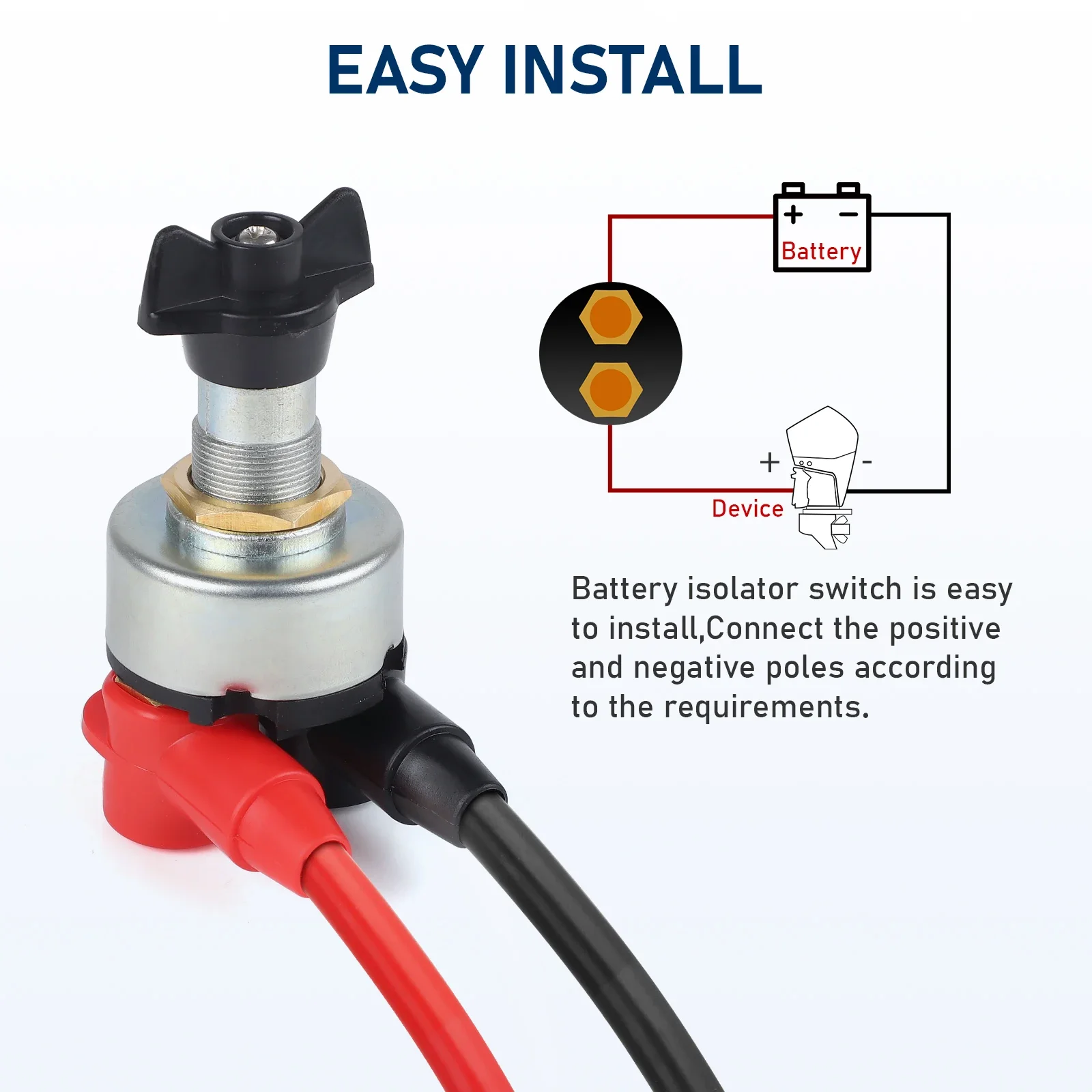 

CNSPEED Car Battery Isolator Disconnect Switch 200A 12v/48v Rotary Kill Cut Off Switch Lucas SSB106 Style For RV Yachts Vehicle