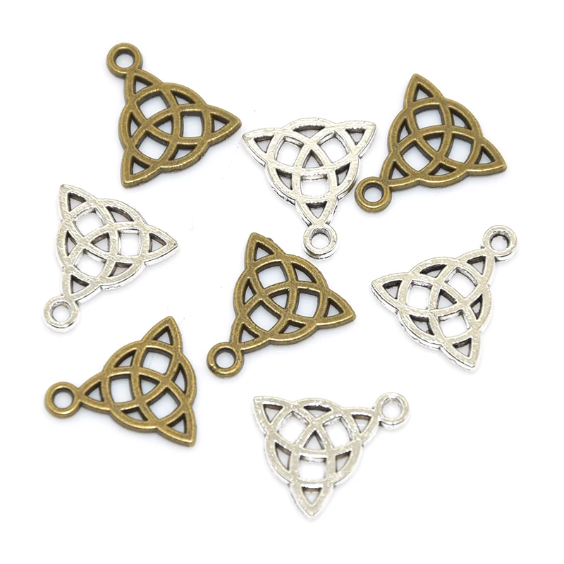 Wholesale 20pcs Two Color Celtic Knot Charms Alloy Metal Vintage Pendants For DIY Jewelry Necklace Bracelet Making Supplies