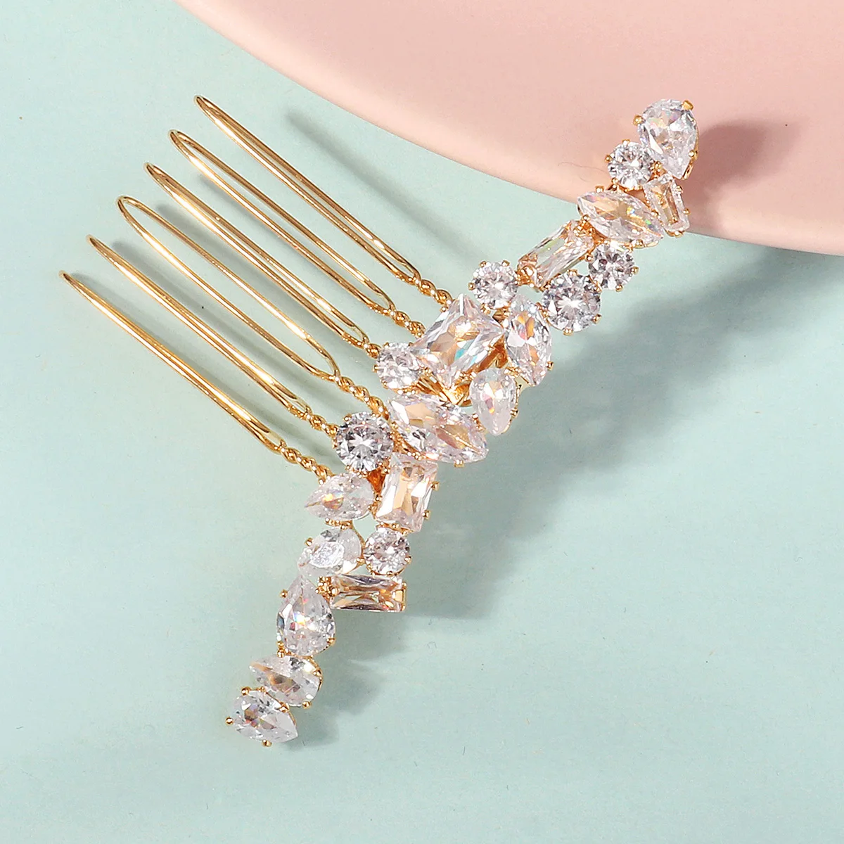 New Gold Zirconia Hair Comb Fashion Hair Clip Jewelry Bridal Wedding Headdress Hair Accessories Holiday Gifts for Friends image 5