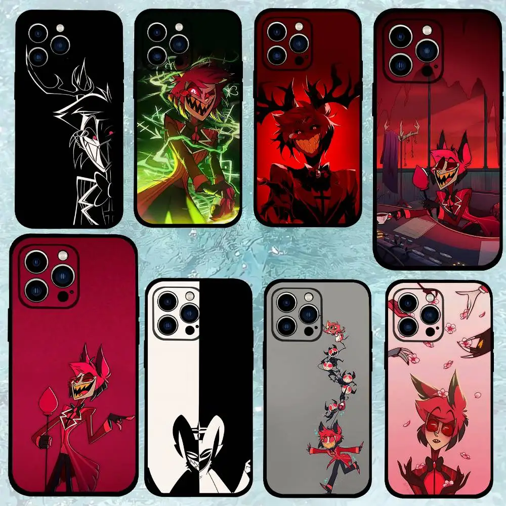 Anime--H-hazbin-hotelS-alastorS Coole Handyhülle in Schwarz, Passend für iPhone 17,16,15,11,13,14 Pro Max,Plus,X,Xr,Xs Max,13Mini