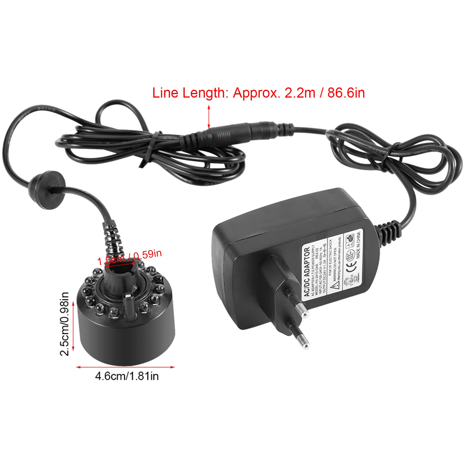 

12-светодиодный цветной генератор тумана для фонтана и пруда с адаптером питания, увлажнитель воздуха